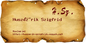 Huszárik Szigfrid névjegykártya